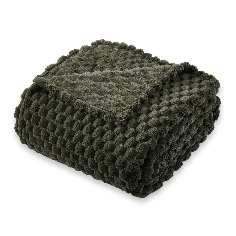 Korbliss Green Twin 50 x 70 Fleece Throw Blanket  3d Jacquard Soft Cozy New